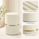 HOMCOM Round Pouffe Storage Footstool with Hidden Space, Beige