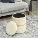HOMCOM Round Pouffe Storage Footstool with Hidden Space, Beige