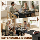 HOMCOM Extendable Dining Table For 4-6, Kitchen Table With Shelves, Black
