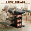 HOMCOM Extendable Dining Table For 4-6, Kitchen Table With Shelves, Black