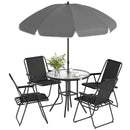 Outsunny 6 Pieces Garden Furniture Set with Parasol, Folding Chairs, Black