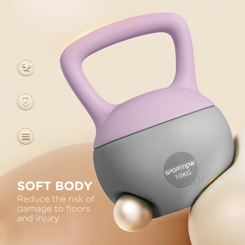 SPORTNOW Kettlebell w/ Soft Body and Non-Slip Handle, Purple and Grey