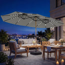 Outsunny Double Sided Garden Parasol W/ 48 Solar LED Lights 4.6m Light Grey