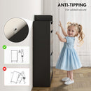 HOMCOM Shoe Cabinet with 3 Drawers, High Gloss Front Panels, Glass Top Black