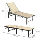 Outsunny Sun Loungers Set of 2, 5-Level Reclining Sunbeds, Khaki