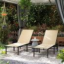 Outsunny Sun Loungers Set of 2, 5-Level Reclining Sunbeds, Khaki