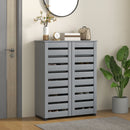 HOMCOM Shoe Storage Cabinet with Slatted Doors for 15 Pairs of Shoes Grey