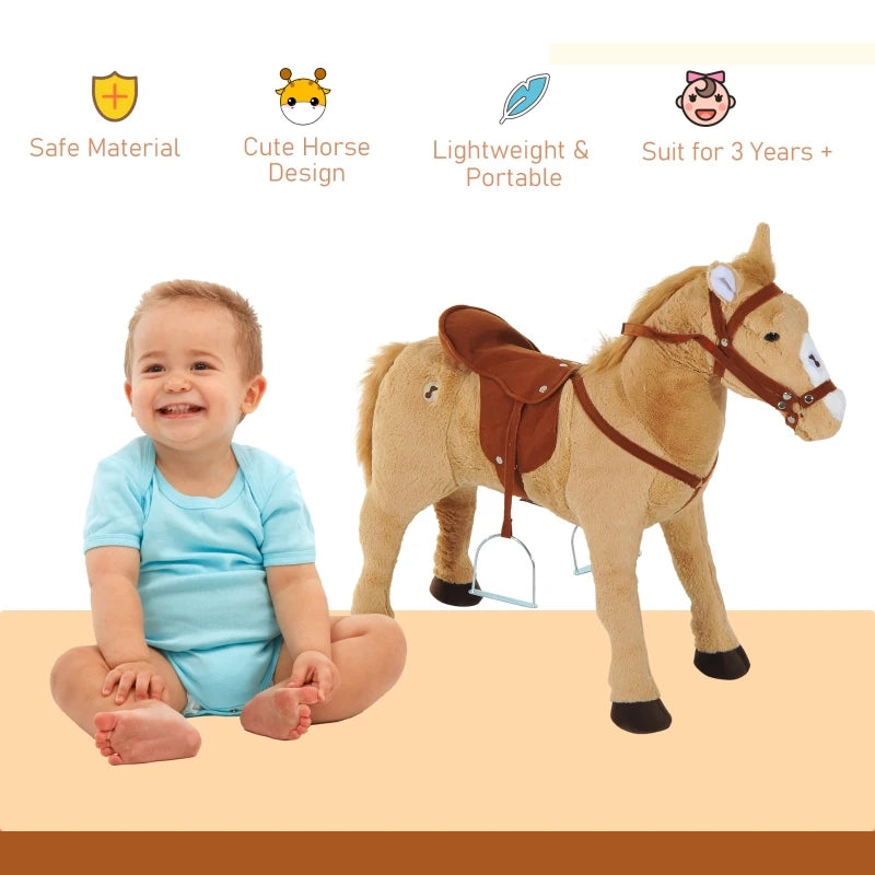 HOMCOM Children Plush Soft Pony - Beige