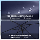 Outsunny 3 x 2 m Garden Parasol Umbrella with Light, Outdoor Patio Umbrella