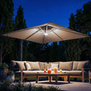 Outsunny 3 X 3 M Garden Cantilever Parasol W/ Light, Cover, Wind Protection