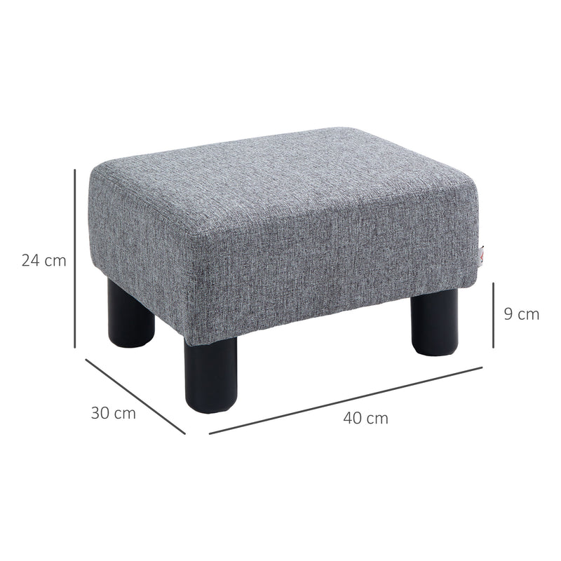 HOMCOM Chic Linen Fabric Grey Footstool Ottoman Cube with 4 Plastic Legs