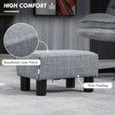 HOMCOM Chic Linen Fabric Grey Footstool Ottoman Cube With 4 Plastic Legs