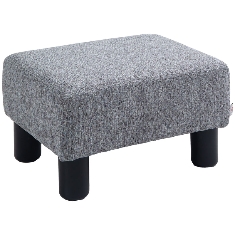 HOMCOM Chic Linen Fabric Grey Footstool Ottoman Cube with 4 Plastic Legs