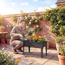 Outsunny Raised Planter, Metal Raised Garden Bed on Legs with Drainage Hole