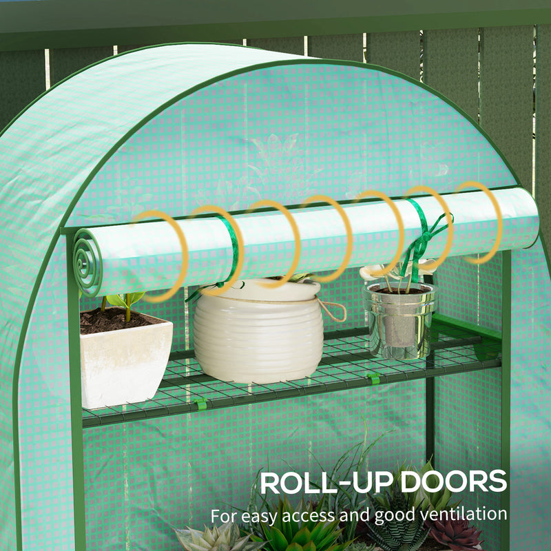 Outsunny 4 Tier Mini Greenhouse with Reinforced PE Cover, Green