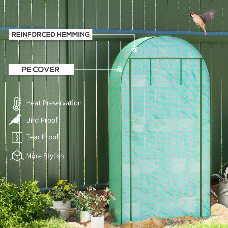 Outsunny 4 Tier Mini Greenhouse with Reinforced PE Cover, Green