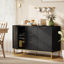 HOMCOM Sideboard Storage Cabinet with Adjustable Shelves, Black