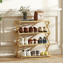 HOMCOM Bamboo Shoe Rack, Folding Shoe Shelf