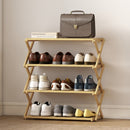 HOMCOM Bamboo Shoe Rack, Folding Shoe Shelf