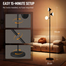 HOMCOM RGB Floor Lamp With 3 Rotatable Head, Modern Standing Lamp, Black