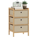 HOMCOM Chest of Drawers, 3 Drawers Dresser with Bamboo Frame, Cream White