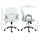 Vinsetto Office Chair PU Diamante Padded Ergonomic 360° Swivel - White/Grey/Pink