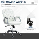 Vinsetto Office Chair PU Diamante Padded Ergonomic 360° Swivel - White/Grey/Pink