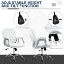 Vinsetto Office Chair PU Diamante Padded Ergonomic 360° Swivel - White/Grey/Pink