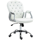 Vinsetto Office Chair PU Diamante Padded Ergonomic 360° Swivel - White/Grey/Pink