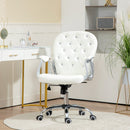 Vinsetto Office Chair PU Diamante Padded Ergonomic 360° Swivel - White/Grey/Pink
