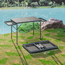 Outsunny 4.5ft Portable Folding Table, Height Adjustable Metal Picnic Table