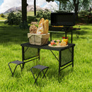 Outsunny 4.5ft Portable Folding Table, Height Adjustable Metal Picnic Table