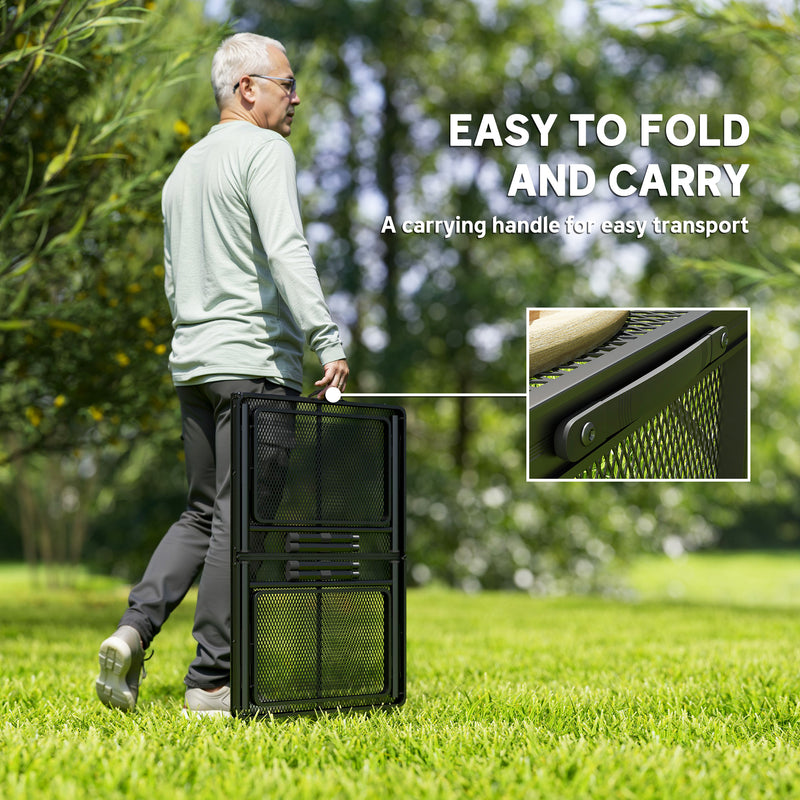 Outsunny 4.5ft Portable Folding Table, Height Adjustable Metal Picnic Table