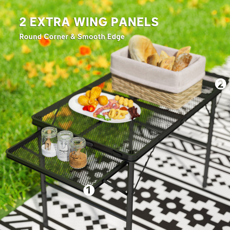 Outsunny 4.5ft Portable Folding Table, Height Adjustable Metal Picnic Table