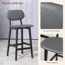 HOMCOM Breakfast Bar Stools Set Of 2 With PU Leather Cover, Wood Legs, Dark Grey