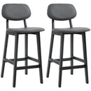 HOMCOM Breakfast Bar Stools Set Of 2 With PU Leather Cover, Wood Legs, Dark Grey