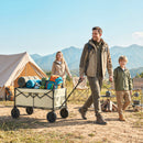 Outsunny 95L Foldable Festival Trolley On Wheels, Khaki
