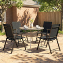 Outsunny Folding Garden Chairs Set of 4 with High Back, Armrests, Black