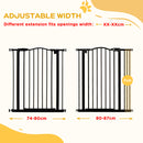 PawHut 74-87cm Adjustable Metal Pet Gate Safety Barrier w/ Auto-Close Door Black