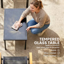 Outsunny Outdoor Sofa With Tempered Glass Top 4 Seater Black