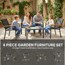 Outsunny Outdoor Sofa With Tempered Glass Top 4 Seater Black