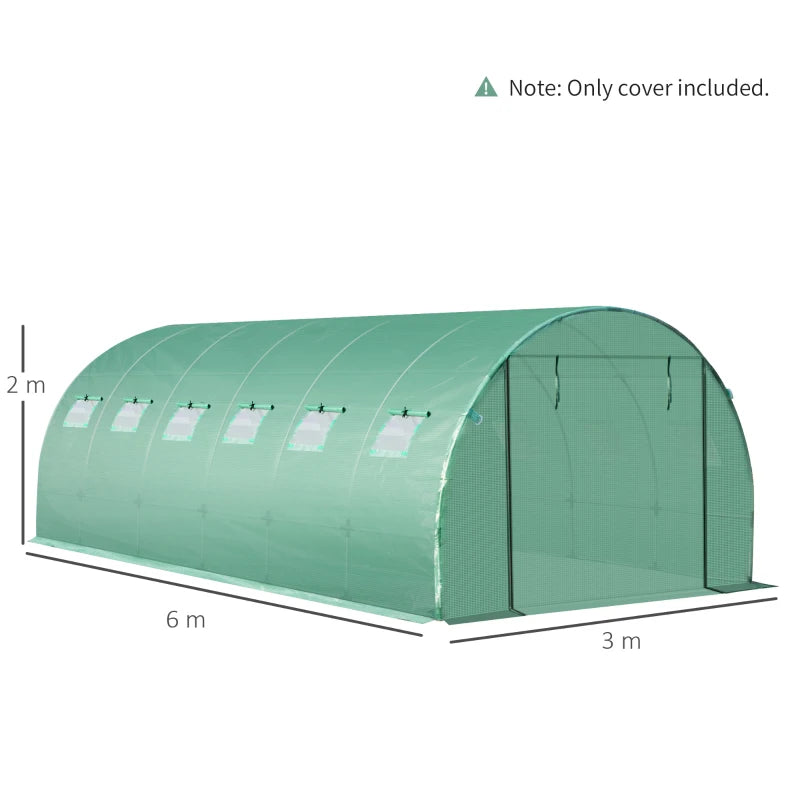 Outsunny Greenhouse Cover Replacement 6 x 3 x 2m - Green