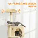 PawHut Cat Tree Tower With Sisal Scratching Posts, Condos, Beige