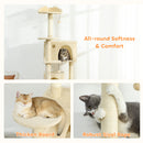 PawHut Cat Tree Tower With Sisal Scratching Posts, Condos, Beige