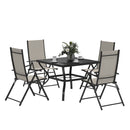 Outsunny 5 PCs Garden Dining Set, Folding Chairs And Metal Top Table