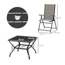 Outsunny 5 PCs Garden Dining Set, Folding Chairs And Metal Top Table