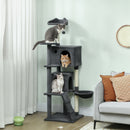 PawHut Cat Tree With Sisal Scratching Posts, Cat Houses, Dark Grey