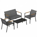 Outsunny 4 Seater Garden Furniture Set, Metal Garden Sofa Set, Grey
