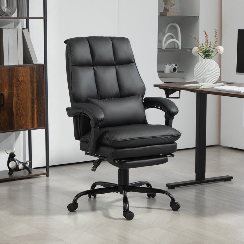 HOMCOM Executive Office Chair, PU Leather Desk Chair with Armrests