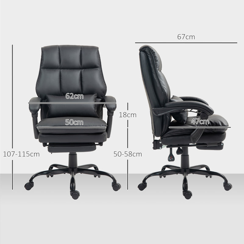 HOMCOM Executive Office Chair, PU Leather Desk Chair with Armrests